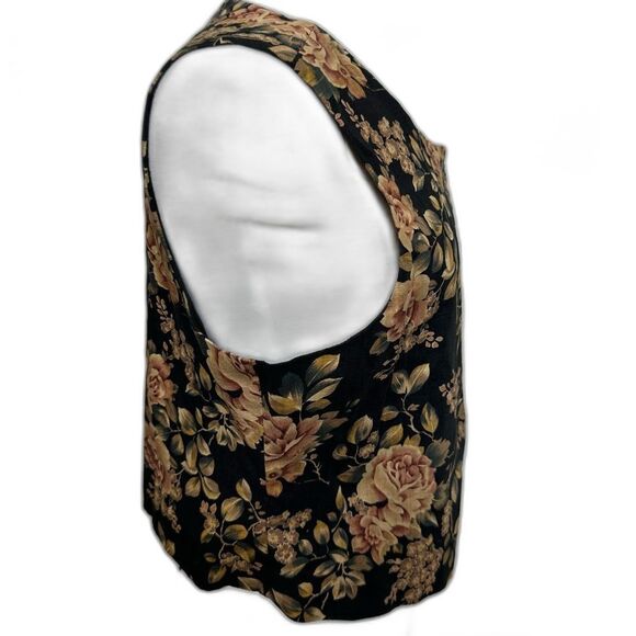 Vintage Eleanor Colton Linen Blend Floral Vest - Women 12 - Dark Romance Cottage - Picture 2 of 4